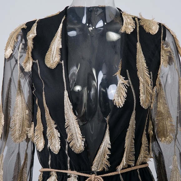 NEW! Black and Gold Sheer Romper - Picture 5 of 8